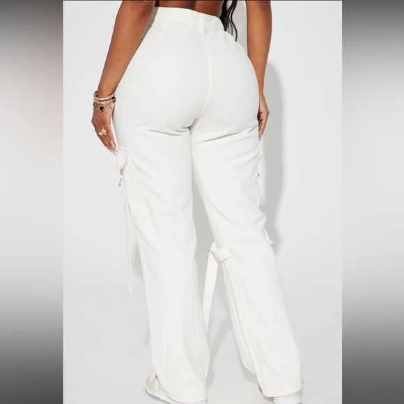 Fashion Nova Out Of Time Non Stretch Cargo Jean - White - Picture 3 of 9